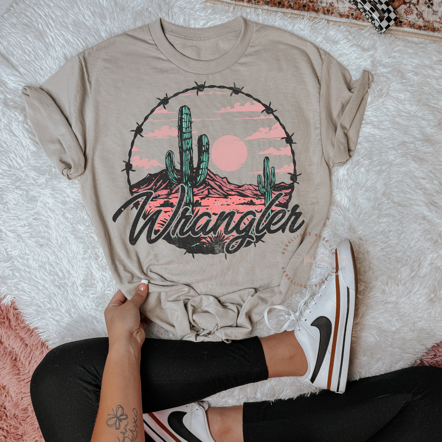 Western Cactus Wrangler Graphic T-shirt