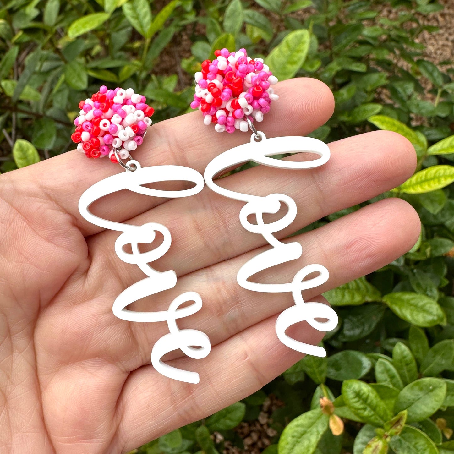 Valentine's Day Earrings, Love Dangle Earrings