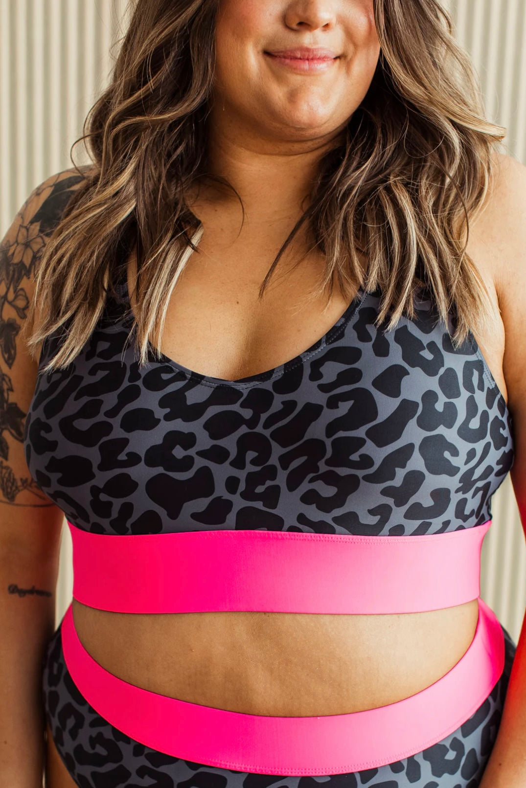 Hot Pink & Leopard 2 piece swimsuit