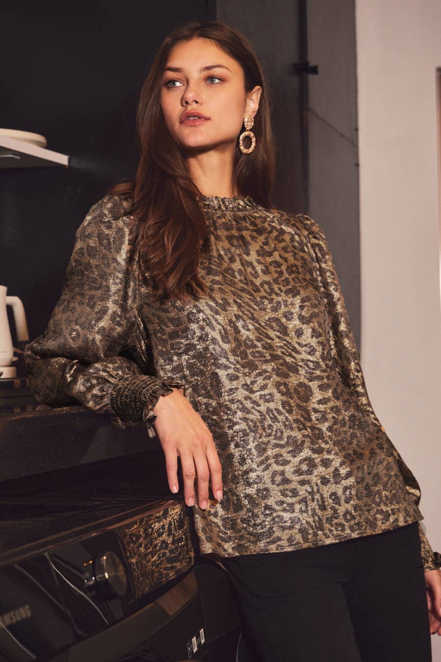Metallic Leopard Printed Blouse