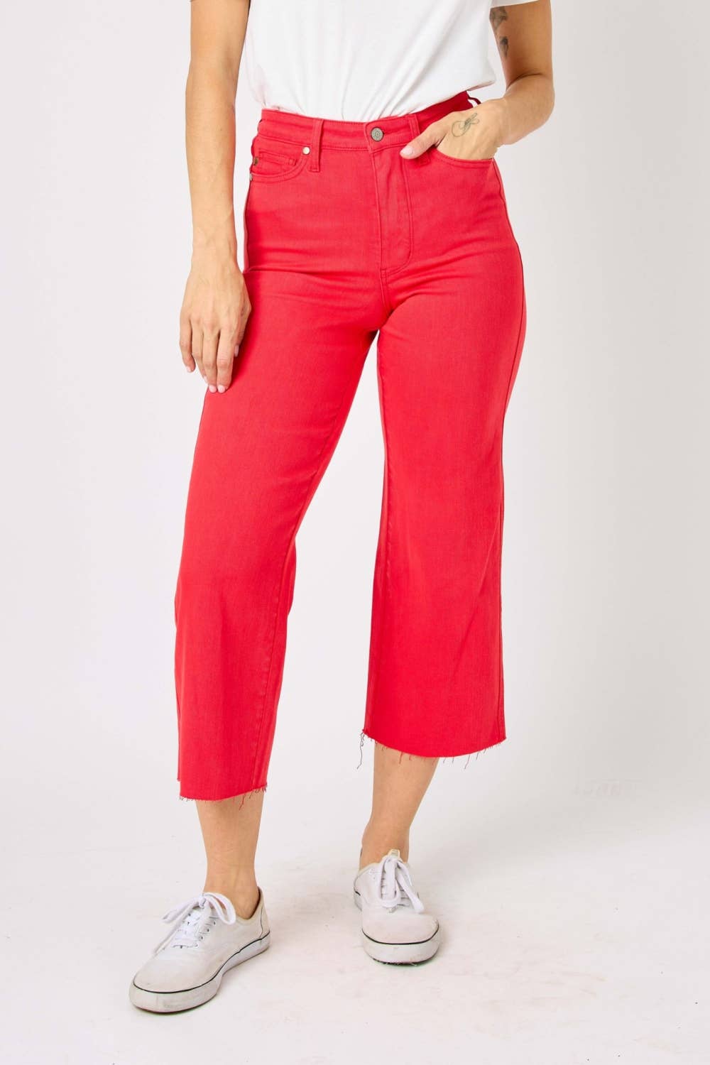 HW Garment Dyed Tummy Control Crop Wide - PLUS