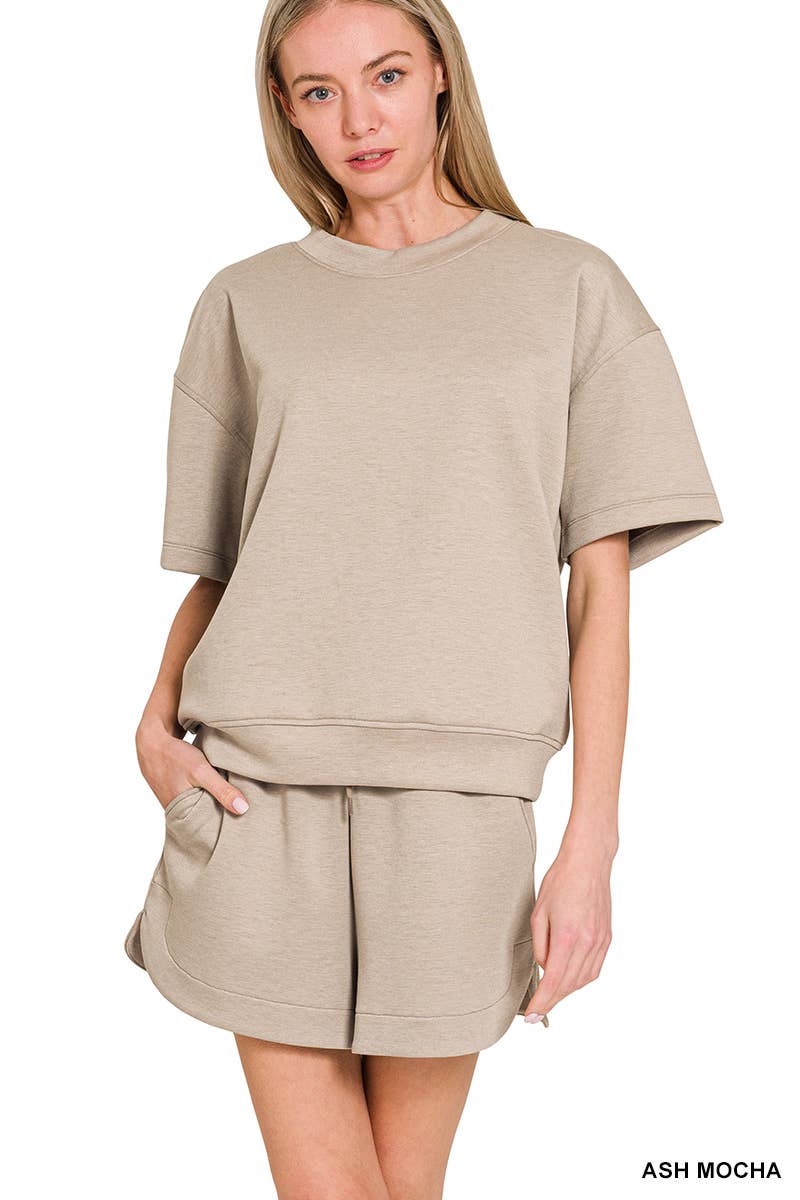 Scuba Short Sleeve Top Shorts Set