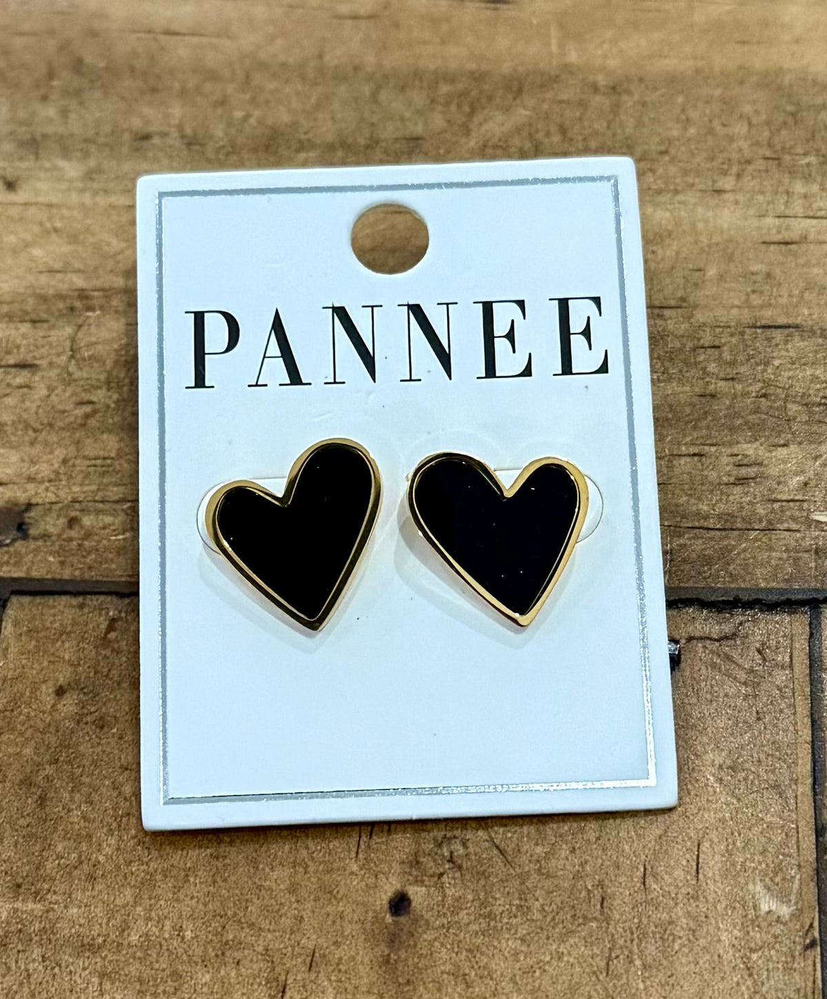 Black & Gold Heart Studs