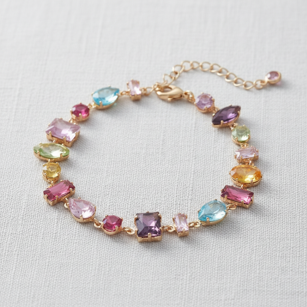 Colorful Heart Flower Zirconia Bracelet
