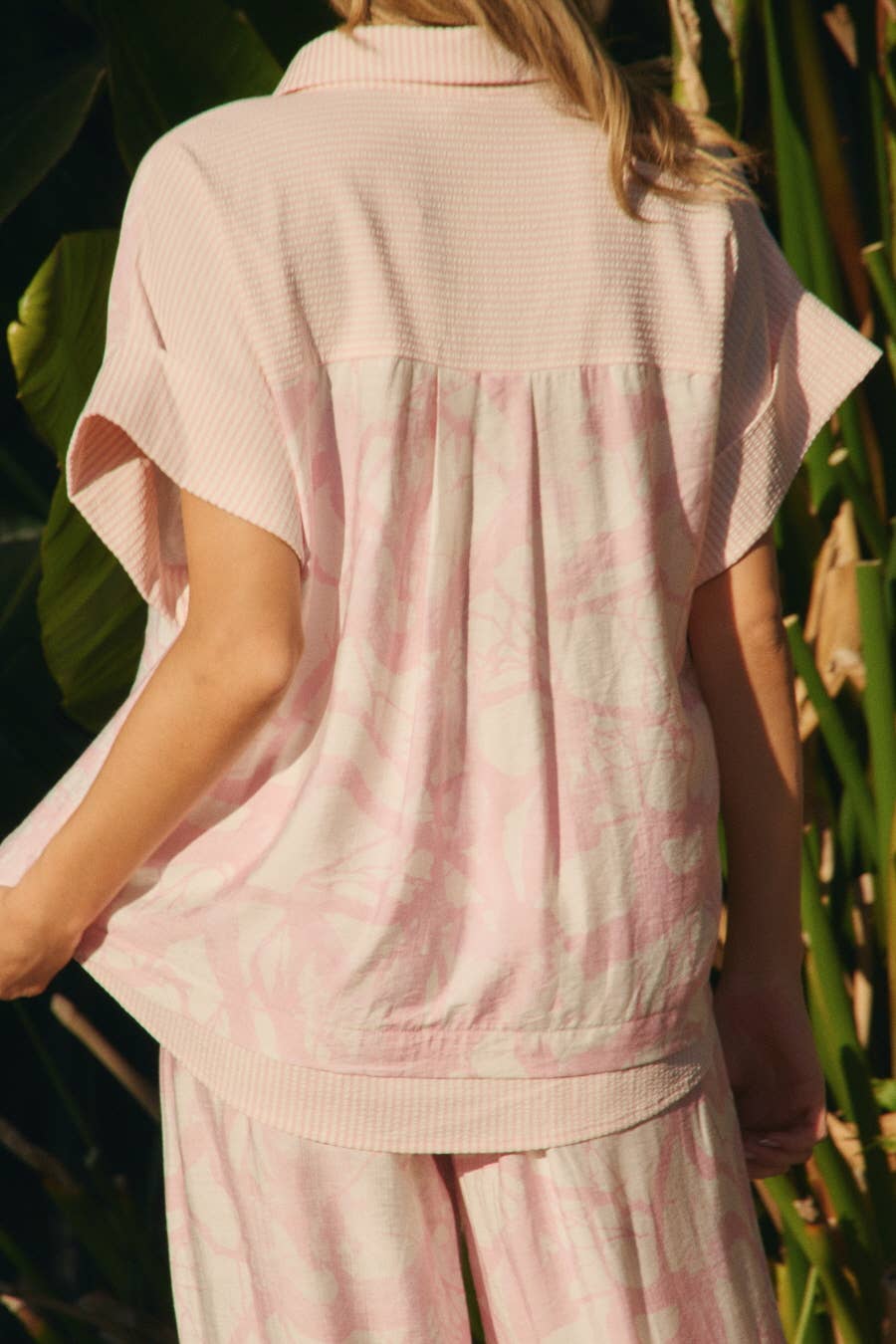 Plus Relaxed Short-sleeve Top & Wide-leg Pants Set