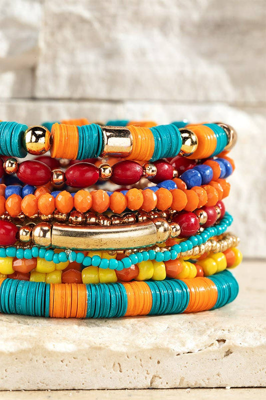 12 Set Multi Layered Beaded Bracelet