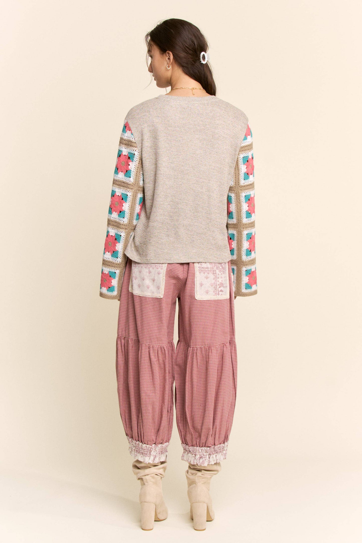 CONTRAST PATCHWORK BLOOMER PANTS