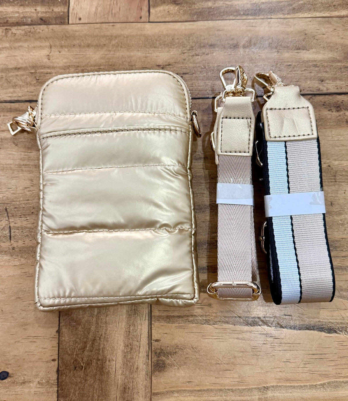 Gold Puffer Cell Phone Bag