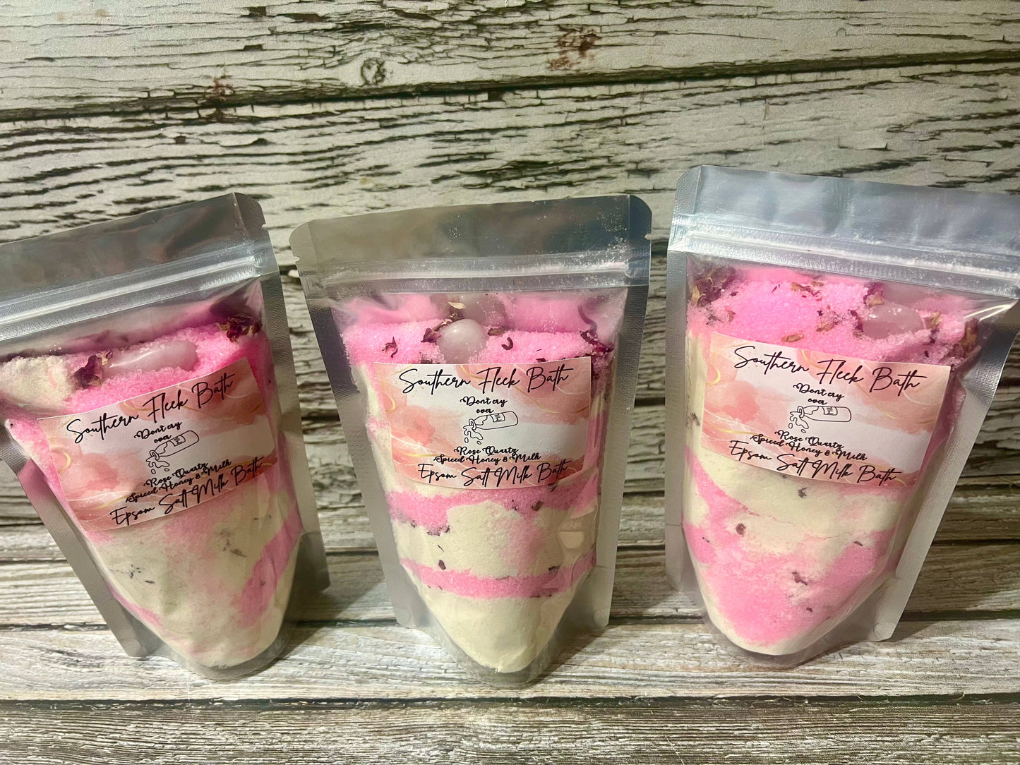 Rose Quartz Epsom Salt Spiced Honey Milk Bath 10oz