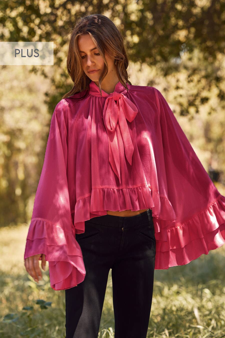 Plus Ruffled Chiffon Blouse