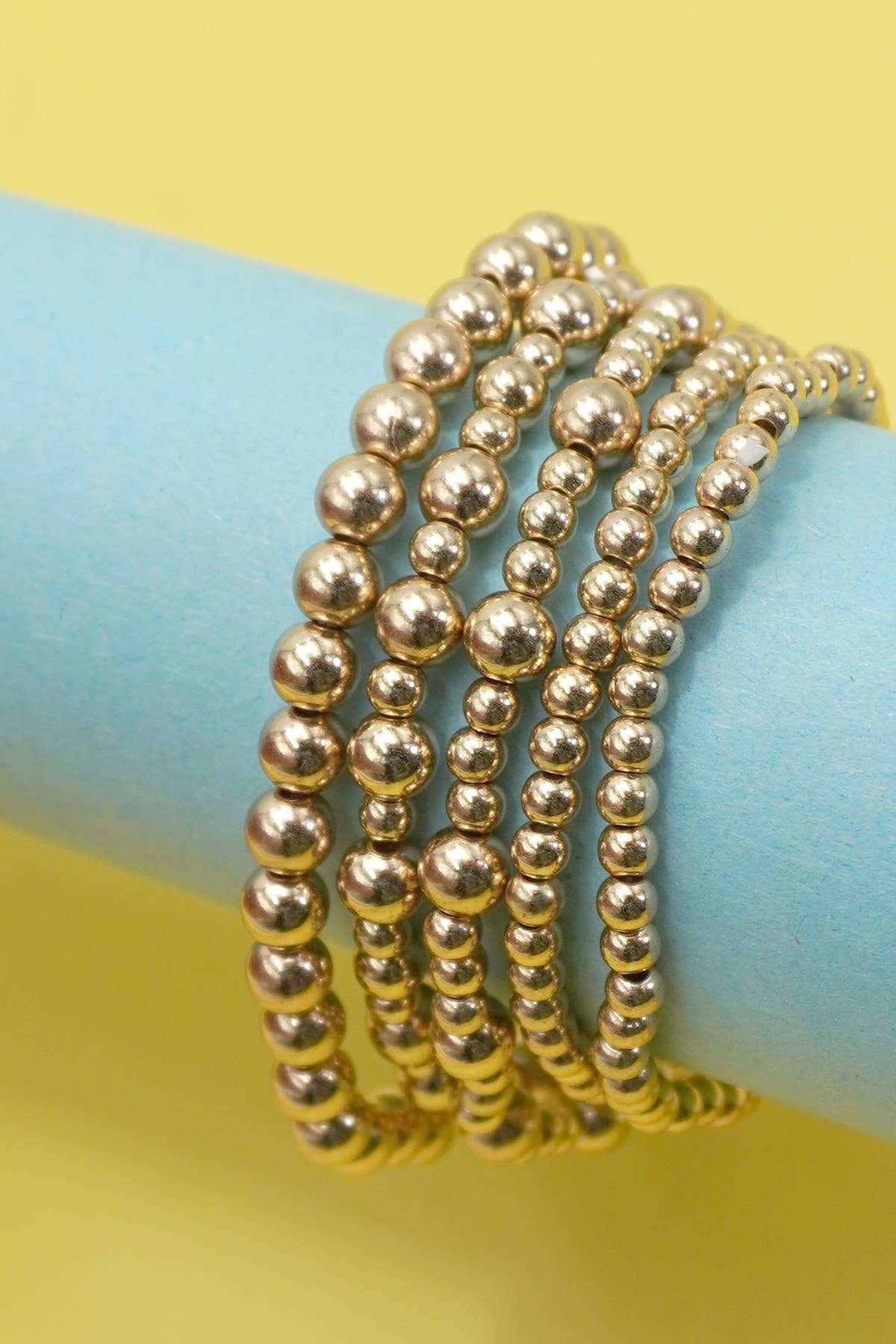 MULTI LAYER GOLD BALL CHAIN BEADED BRACELET | 40B5181