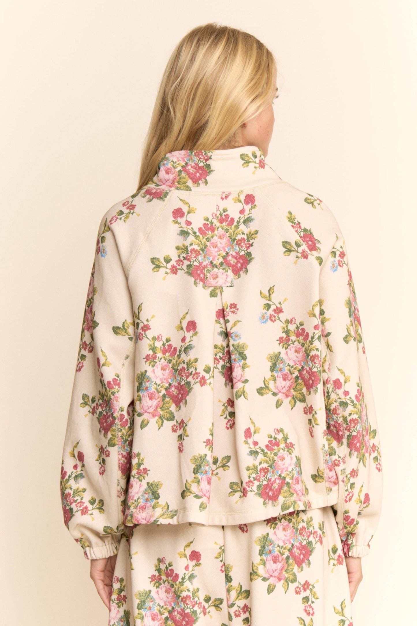 PLUS FLOWER SPORTS TOP ELASTIC WAIST PANTS SET