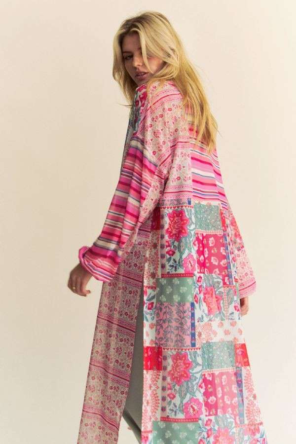 PLUS BUTTON FRONT MAXI SHIRT COVER-UP TOP