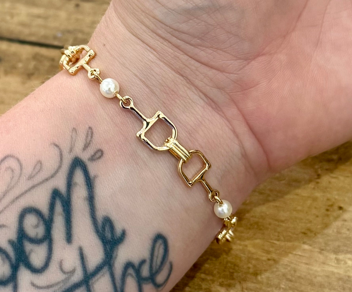 Horse Bit & Pearl Bracelet