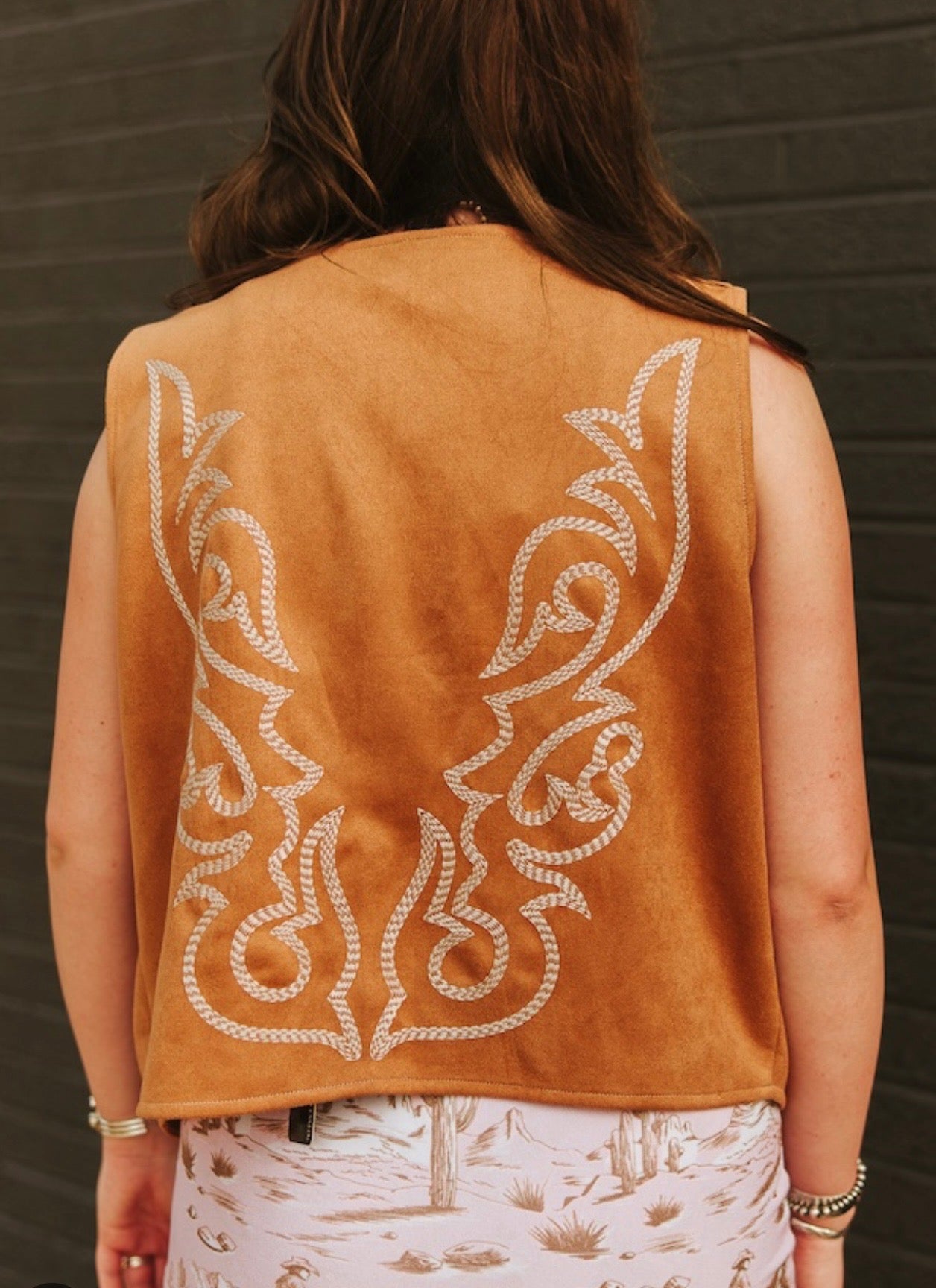 Camel Suede Boot Stitched Vest