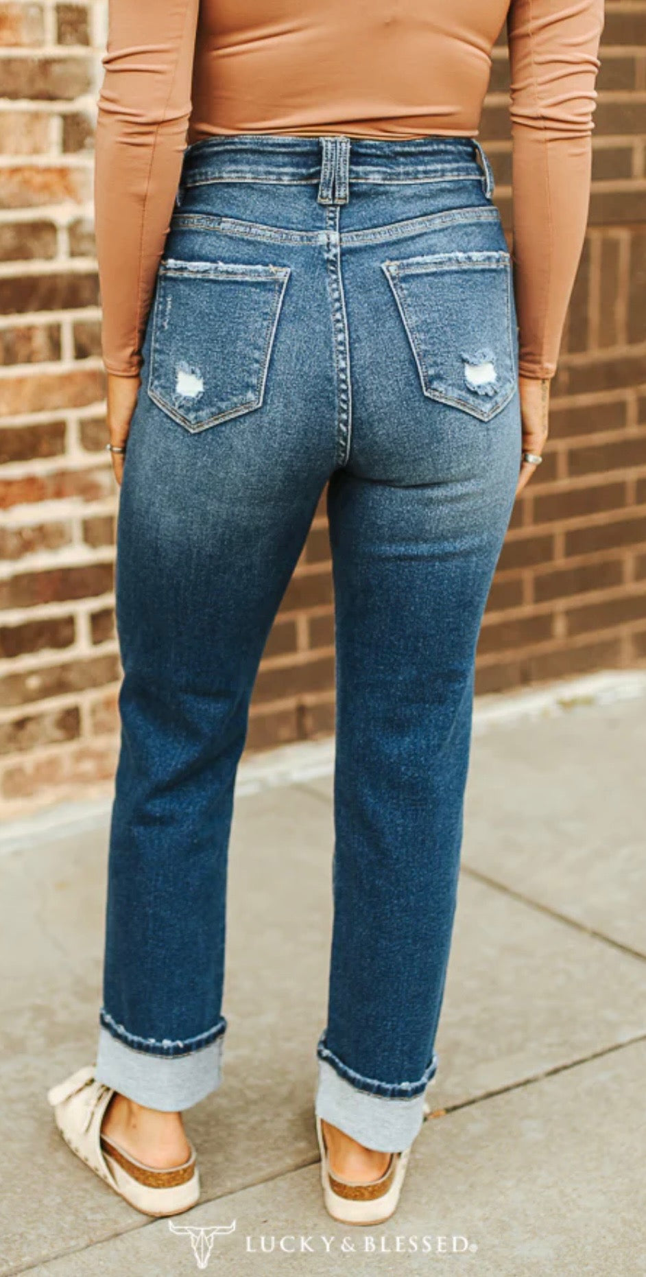 Dark Wash High Rise Boyfriend Jeans