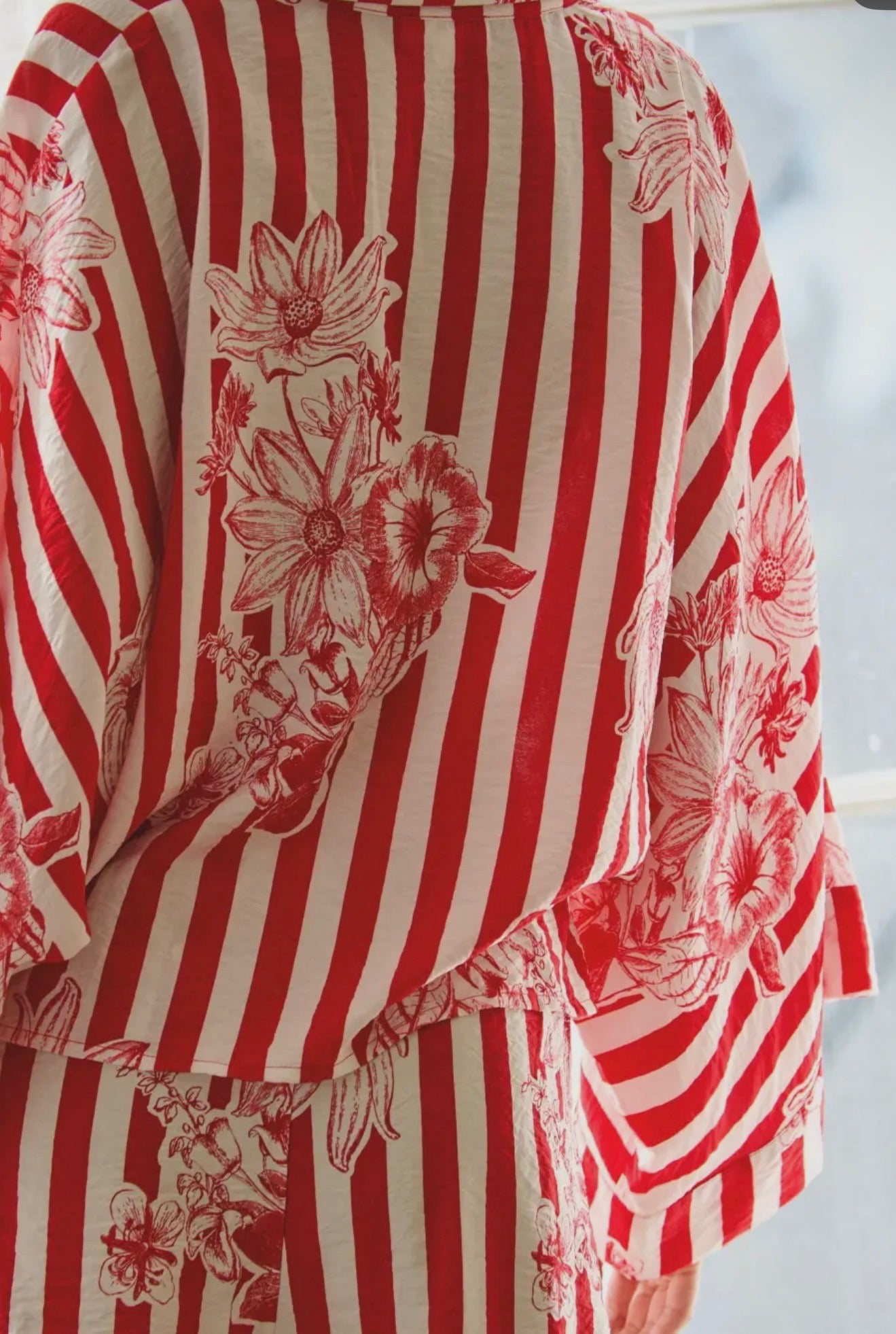 Striped floral printed shirt & short set