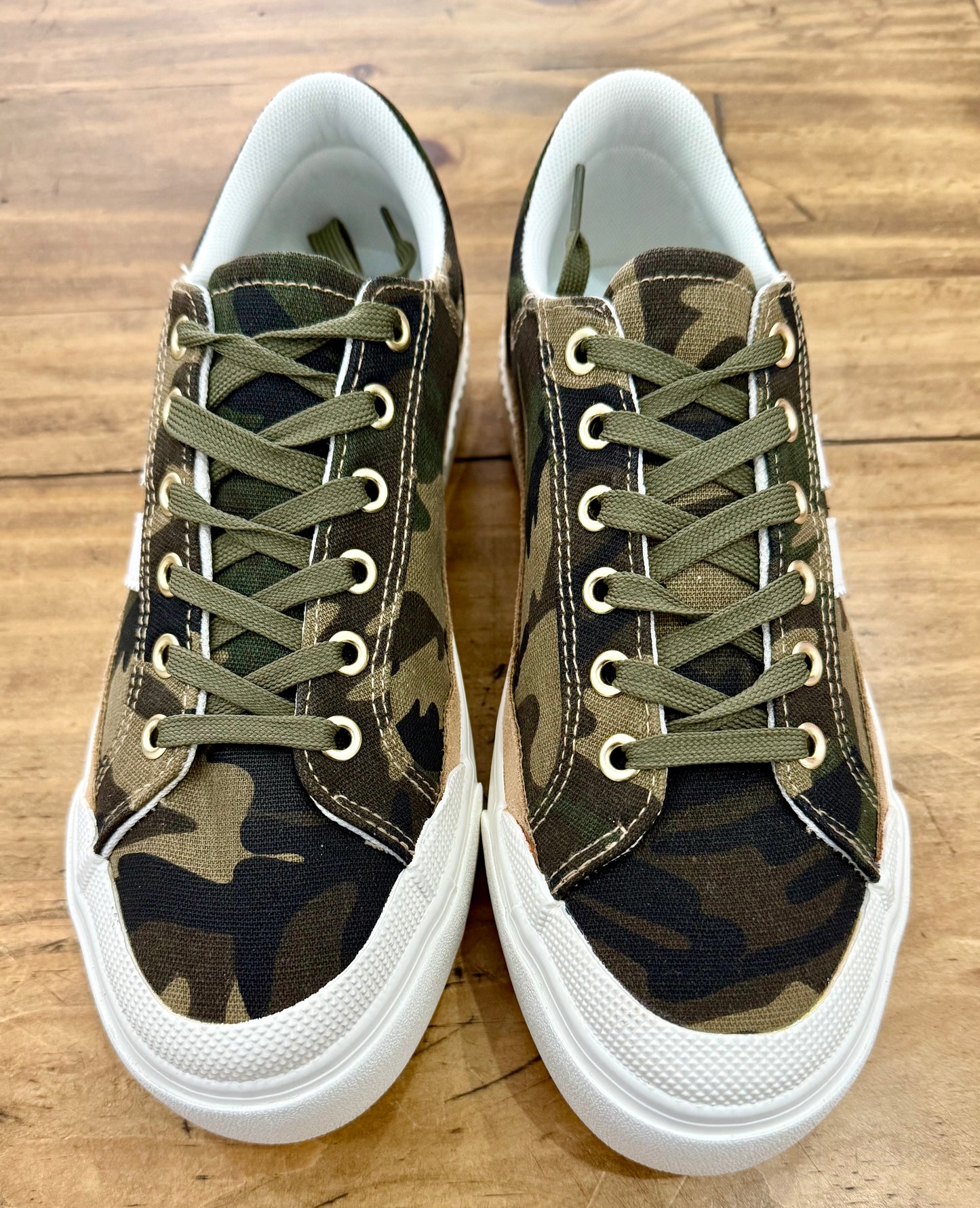 Camo Sneakers With White Stripes