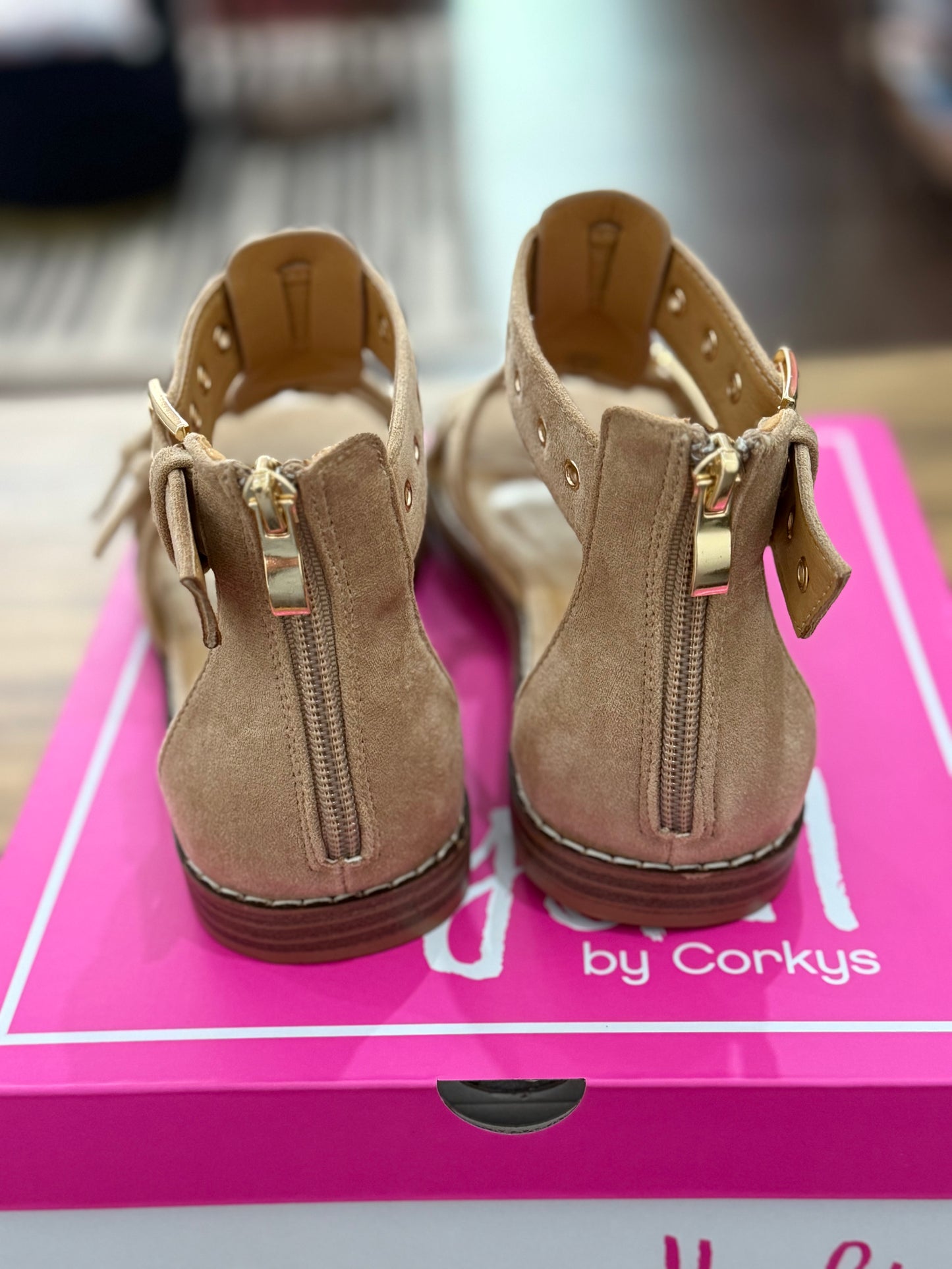Camel Faux Suede Sandals