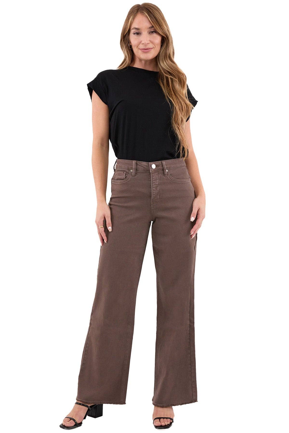 Chloe High Rise Frayed Wide Leg Pants