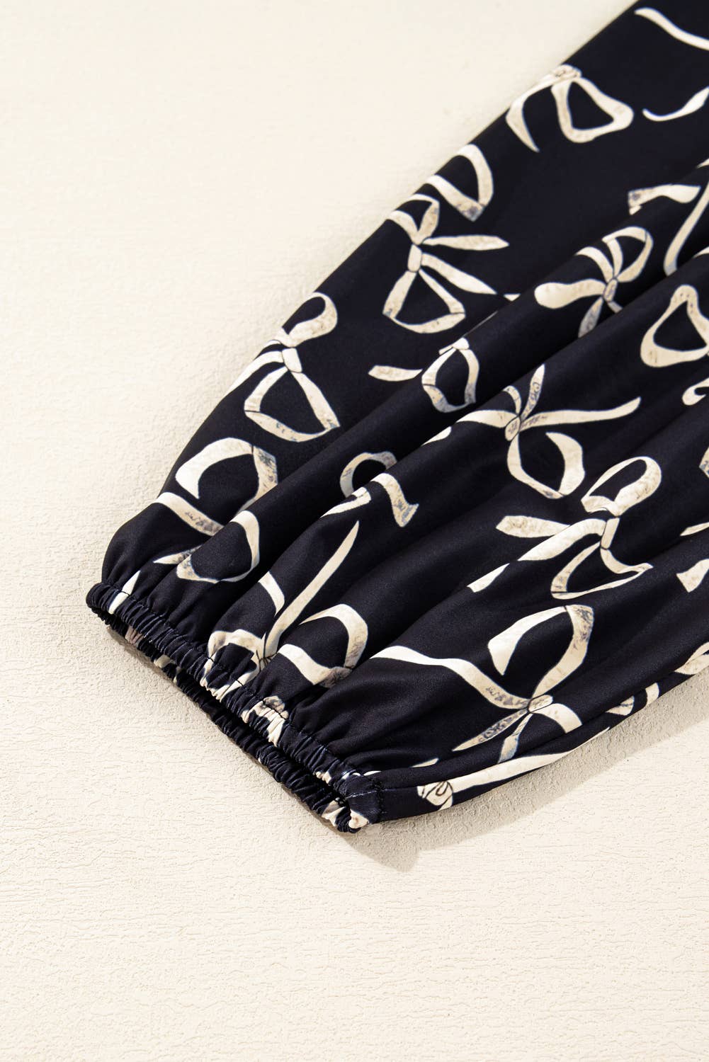 Bow Knot Patchwork Crewneck Plus Size Blouse