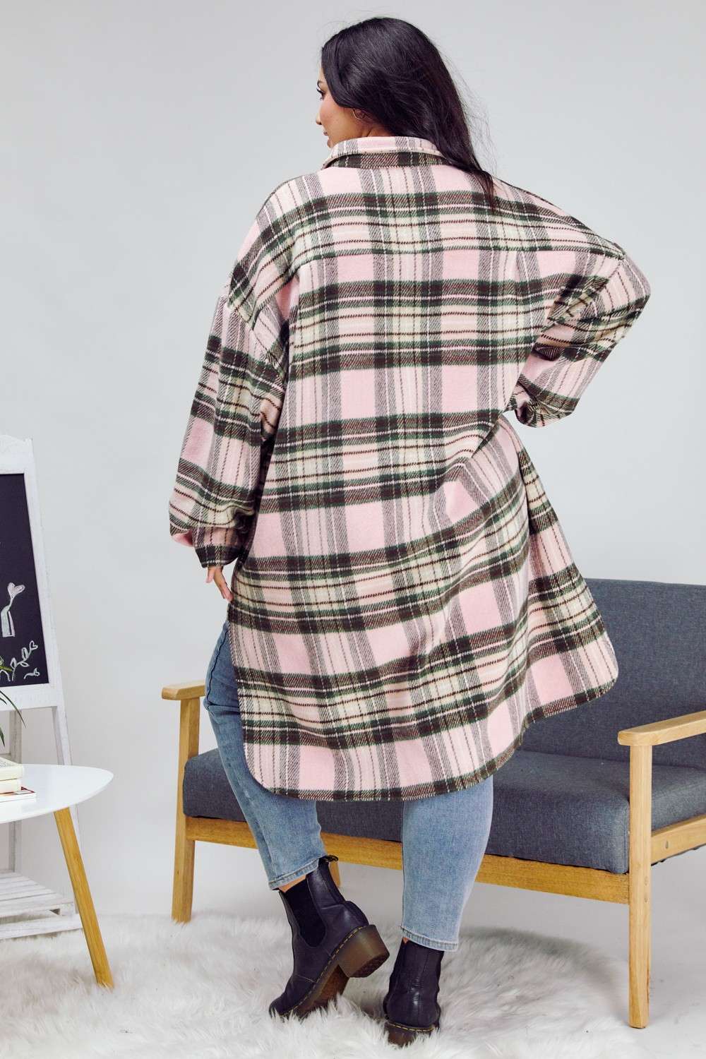 PLUS STRIPE BUTTON DOWN JACKET