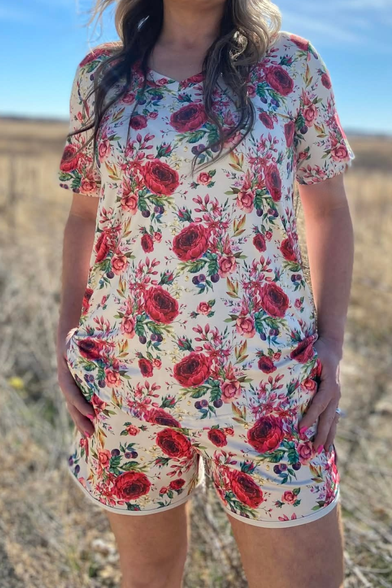 Porcelain Petals V-Neck Top
