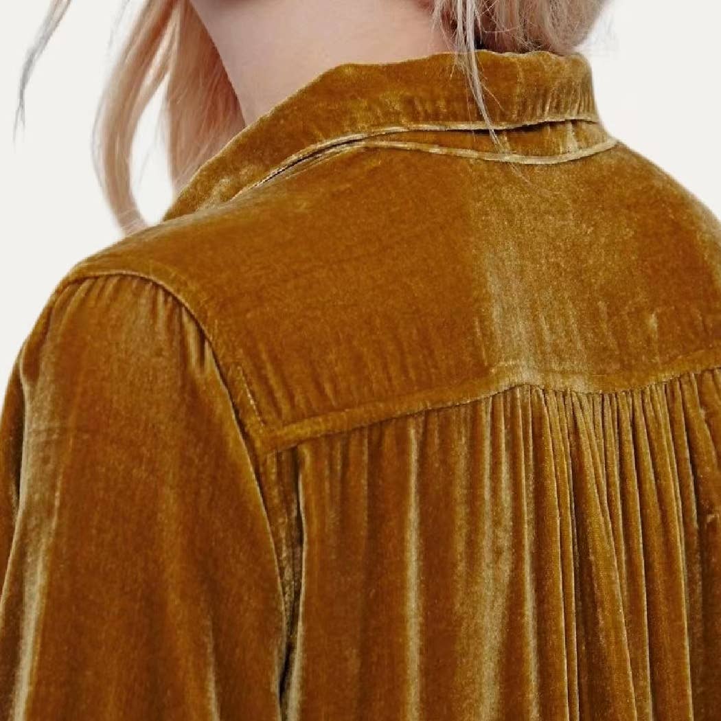 Velvet Collared Neck Long Sleeve Mini Dress