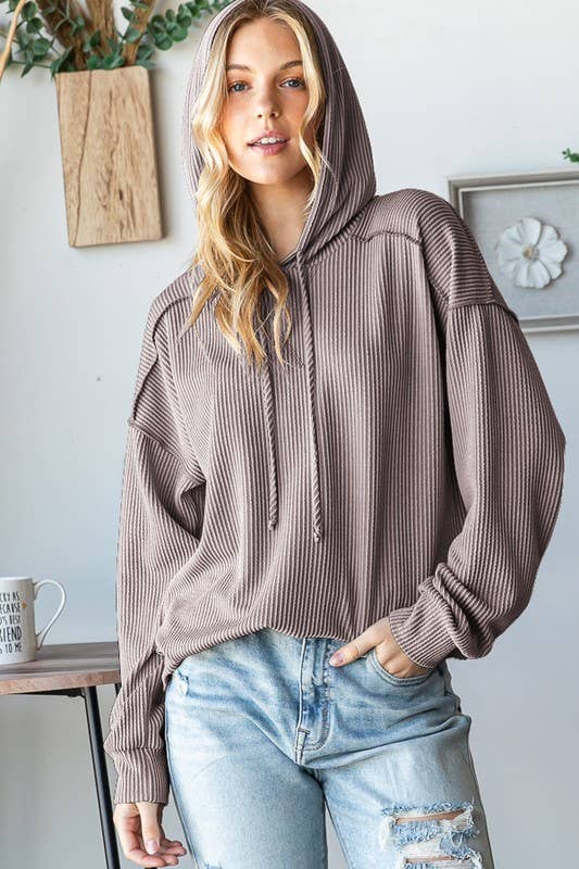 Plus Coco ribbed hoodie top