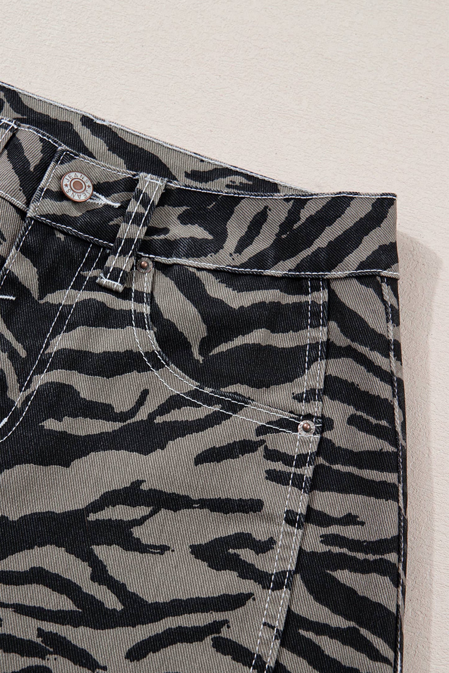 Plus Size Zebra Stripe Printed Wide Leg Jeans