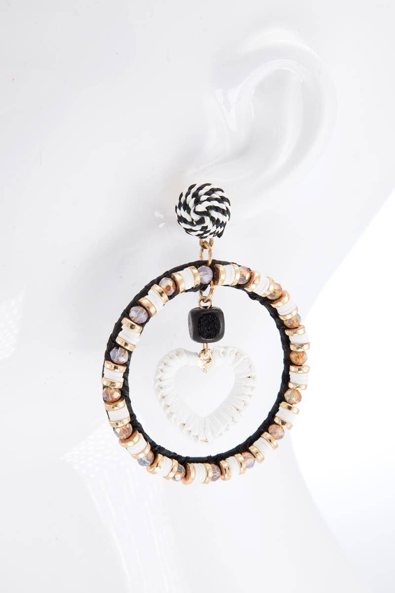 Multi Mix Beads and Rattan Earrings