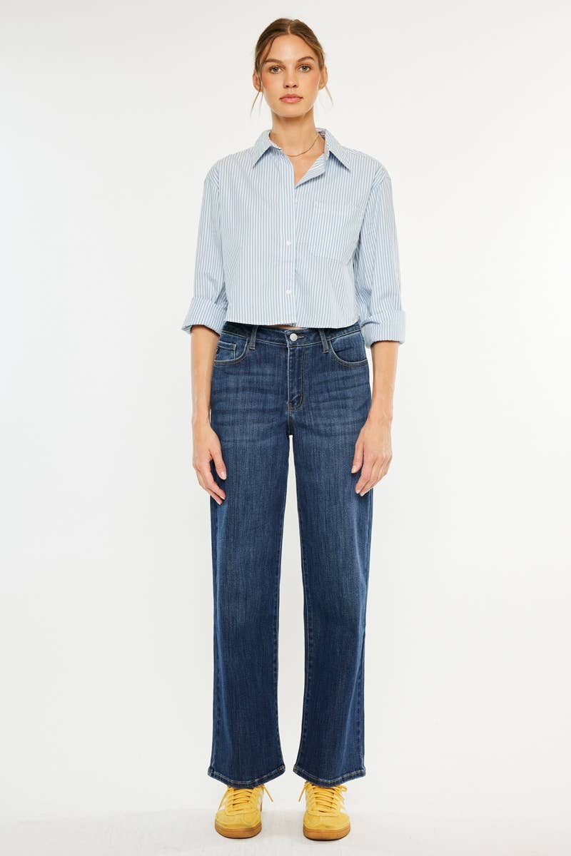 OPEN PACK HIGH RISE WIDE LEG JEANS-KC20030D