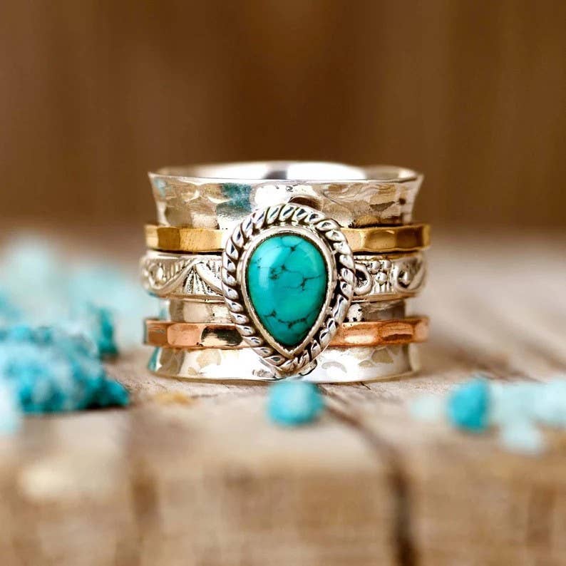 Teardrop Natural Stone Ring | 40R116