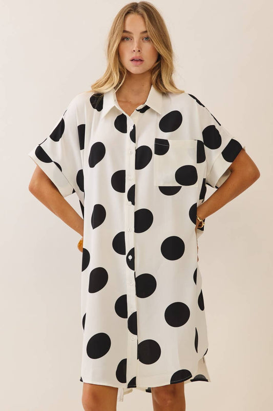 Short Sleeve Polka Dot Dress