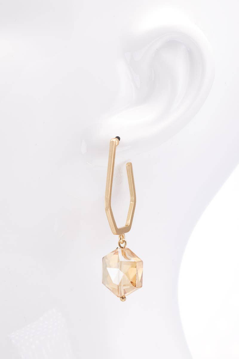 Steel Teardrop Faux Stone Earrings