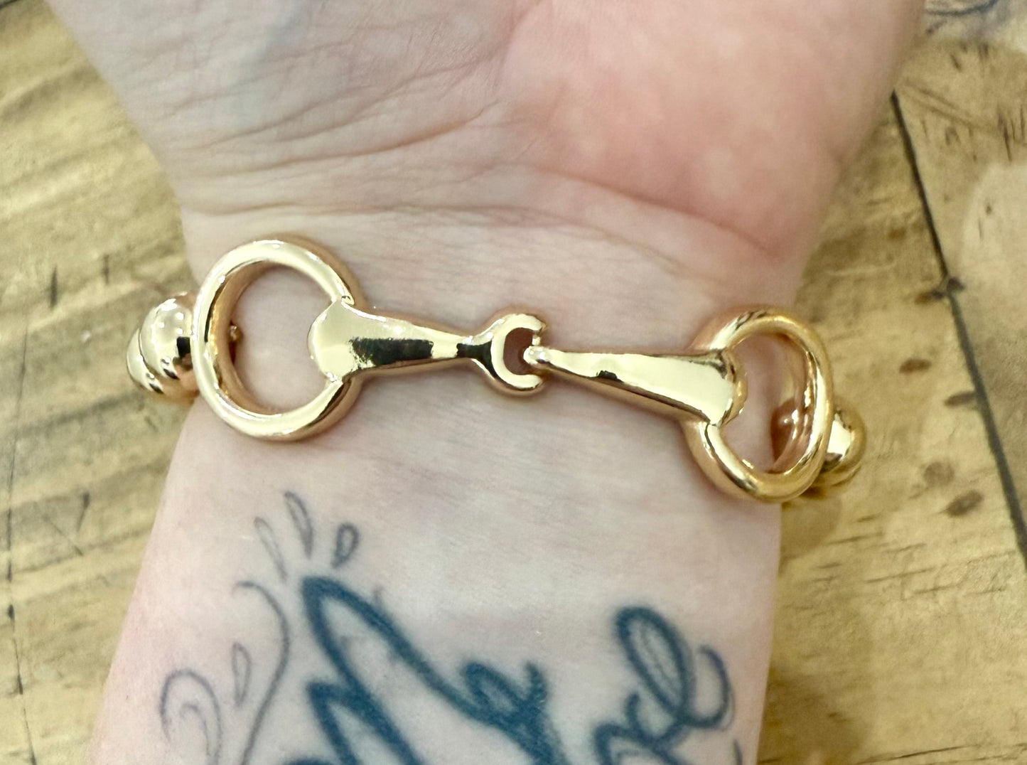 Beaded Gold Horse Bit Bracelet