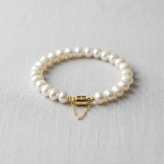 Vintage Geometric Freshwater Pearl Bracelet