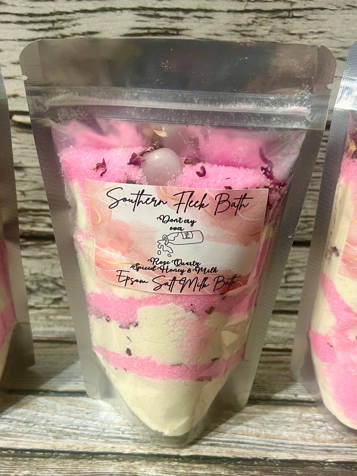 Rose Quartz Epsom Salt Spiced Honey Milk Bath 10oz