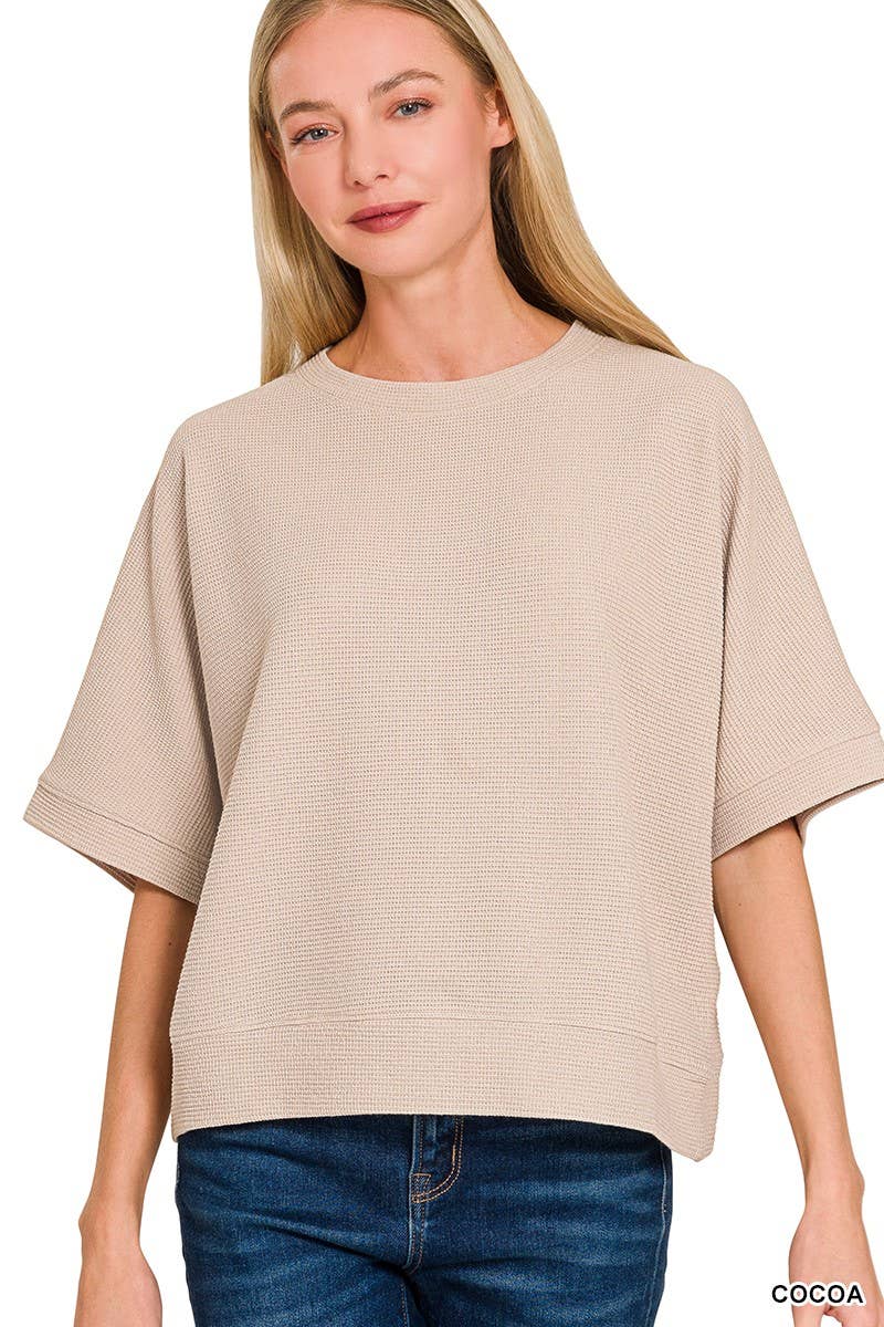 Double Knit Banded Bottom Short Sleeve Top
