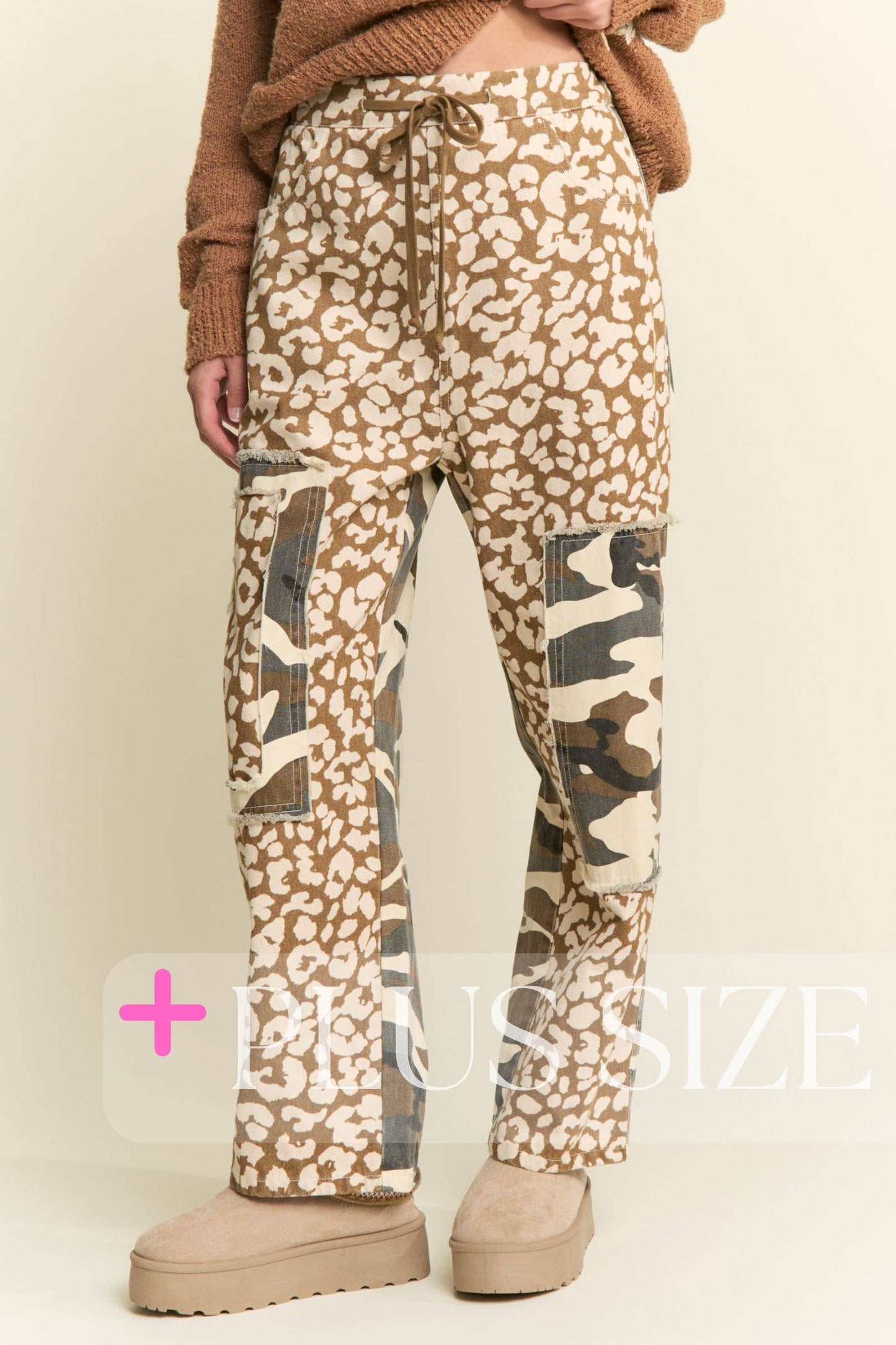 PLUS SIZE ~ LEOPARD & CAMOUFLAGE  PRINT PANTS