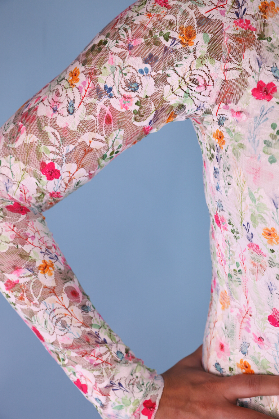 Kylie Lace Mesh Top- Spring Happy Blooms