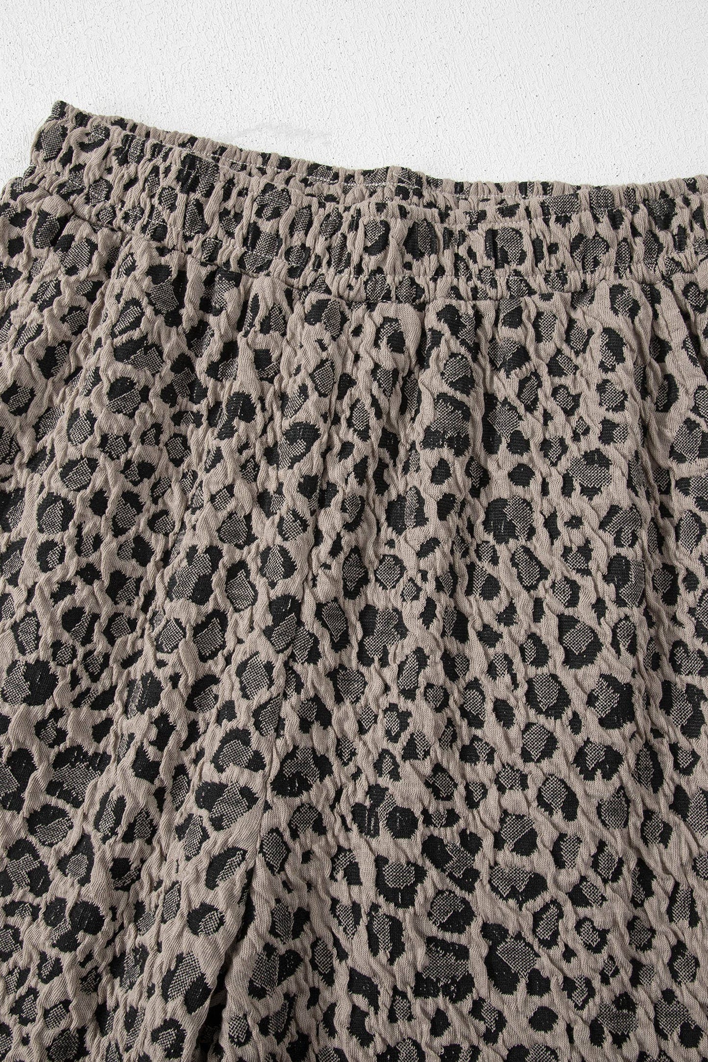 Jacquard Leopard Half Sleeve Jumper Wide Leg Pant Set (S-XL)