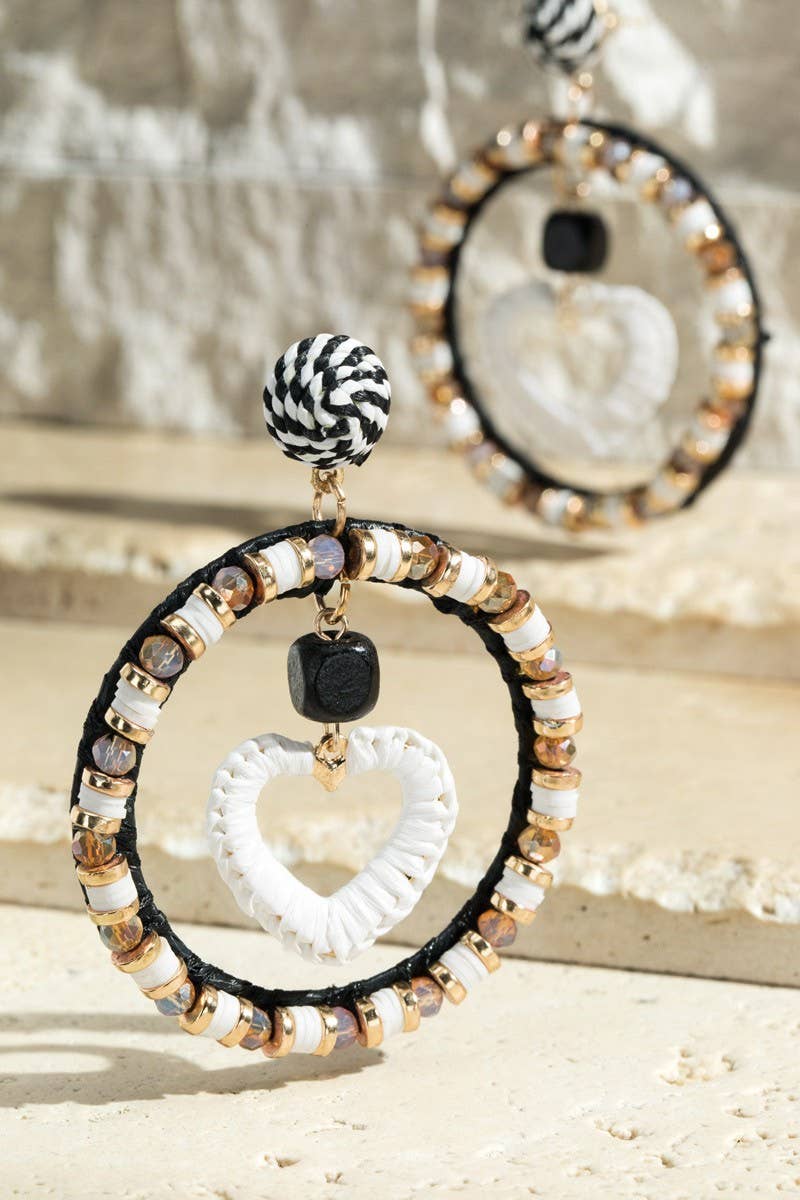 Multi Mix Beads and Rattan Earrings