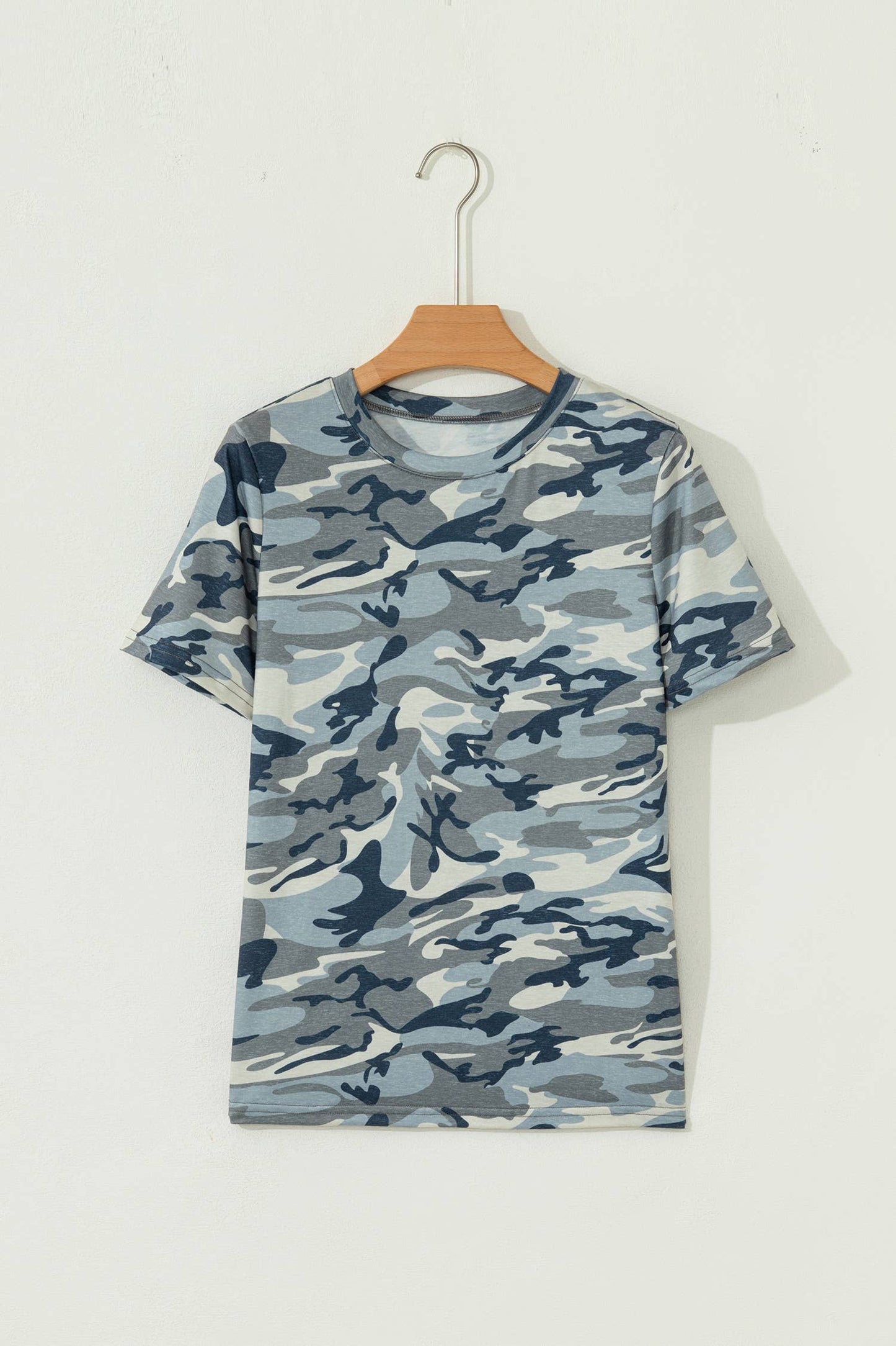 Camouflage Print Crew Neck T Shirt