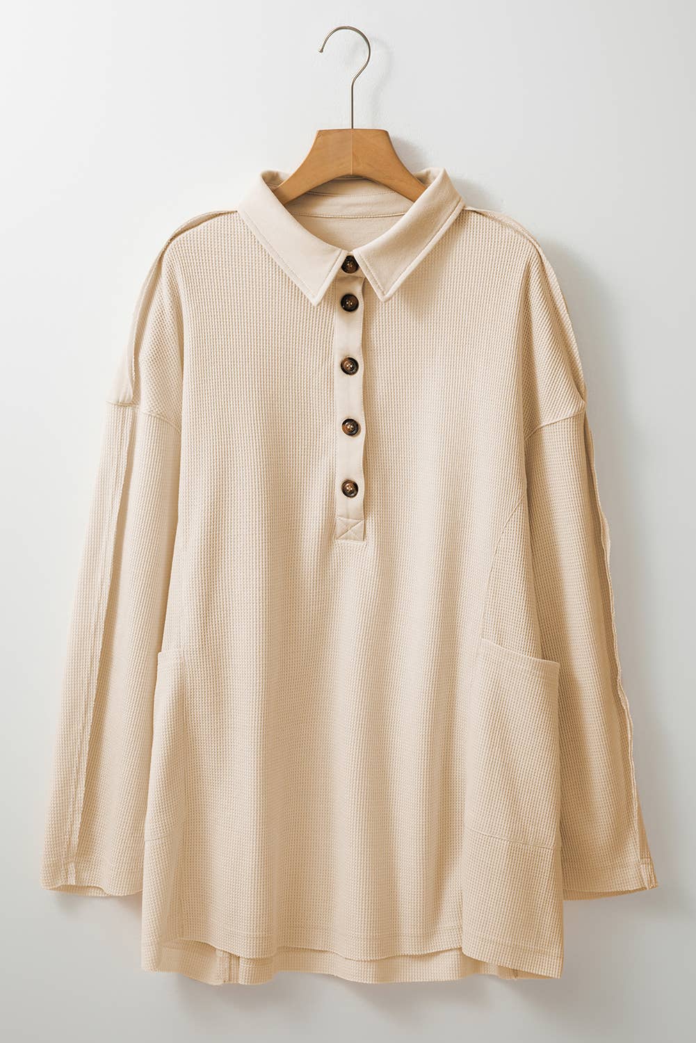 Plus Size Thermal Long Sleeve V Neck Knit Top (S-3X)