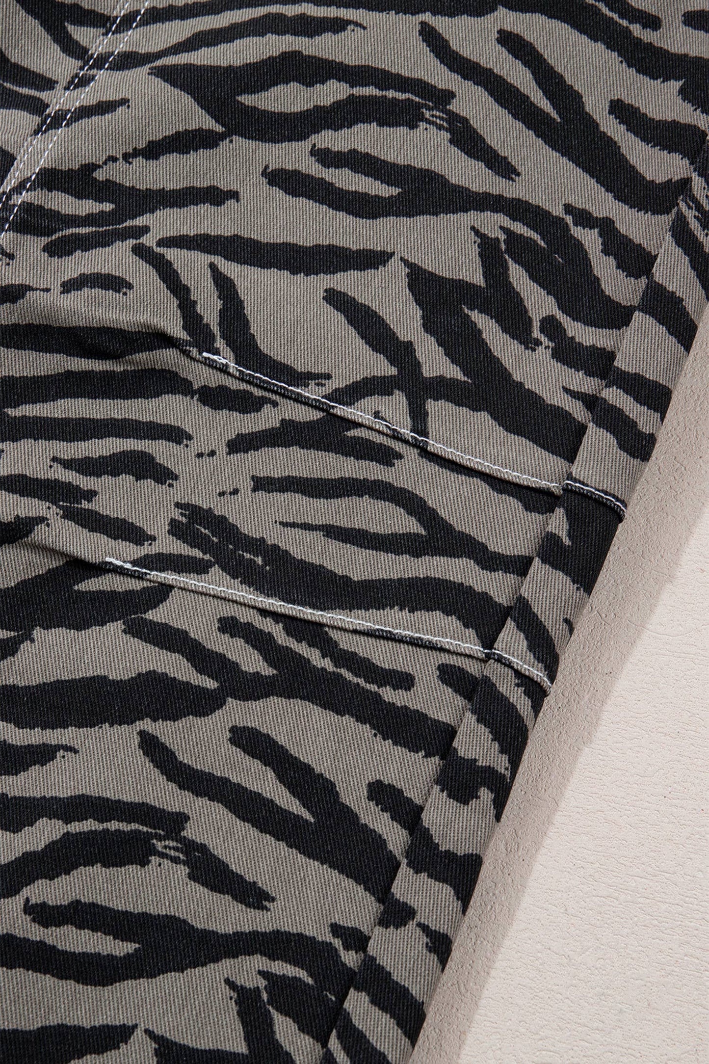 Plus Size Zebra Stripe Printed Wide Leg Jeans