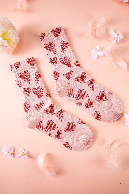 Love Vintage Heart Pattern Combed Cotton Socks Gifts