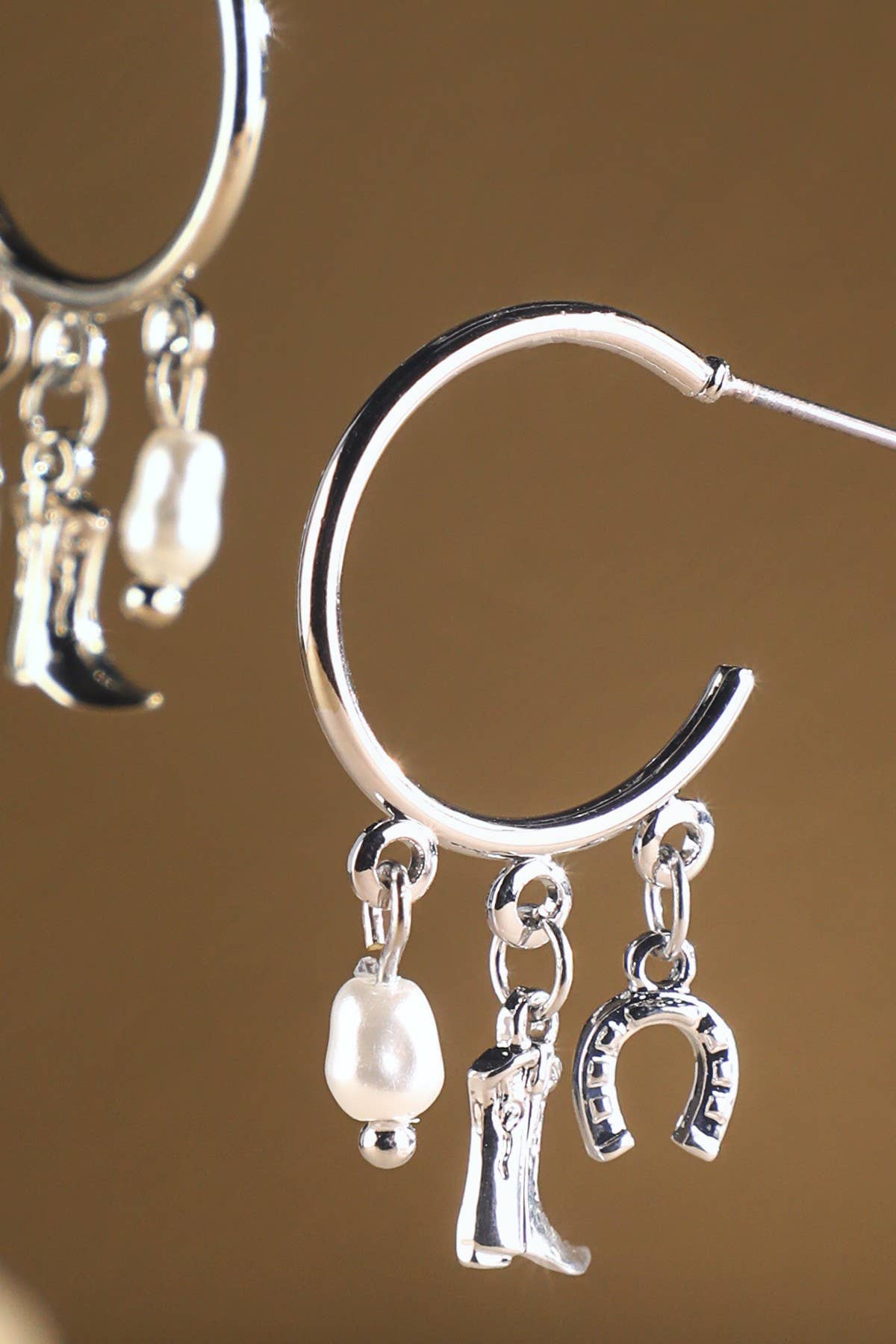 Western Multi Charm Hoop Earrings