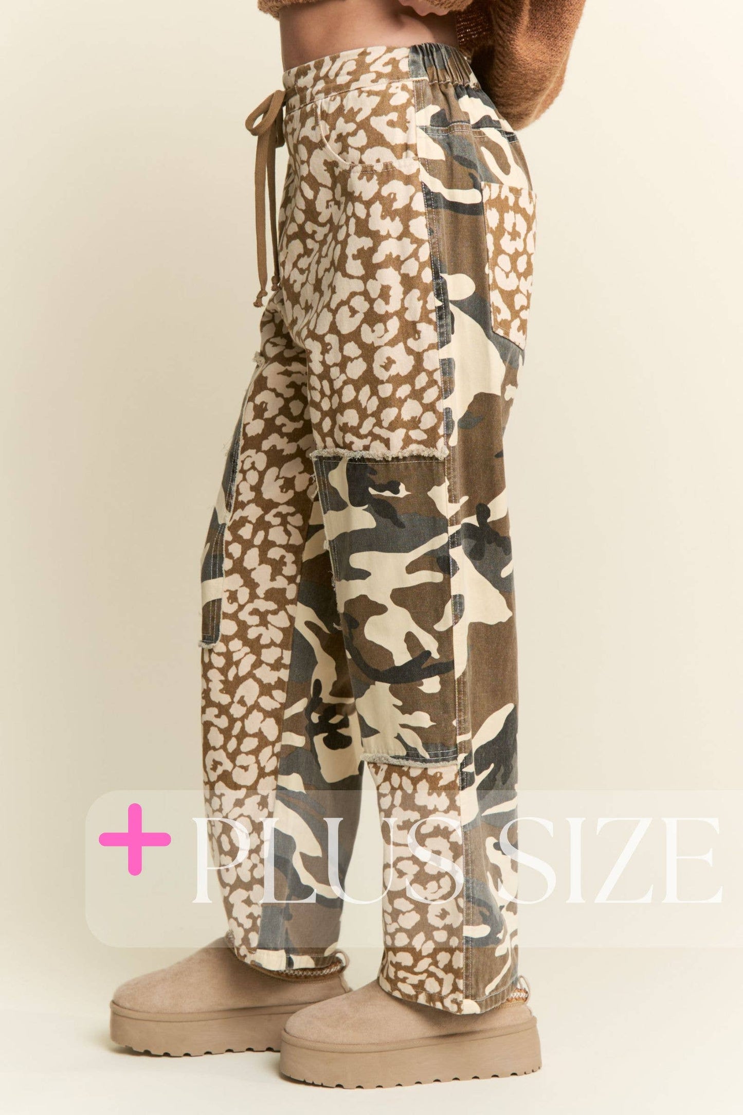 PLUS SIZE ~ LEOPARD & CAMOUFLAGE  PRINT PANTS