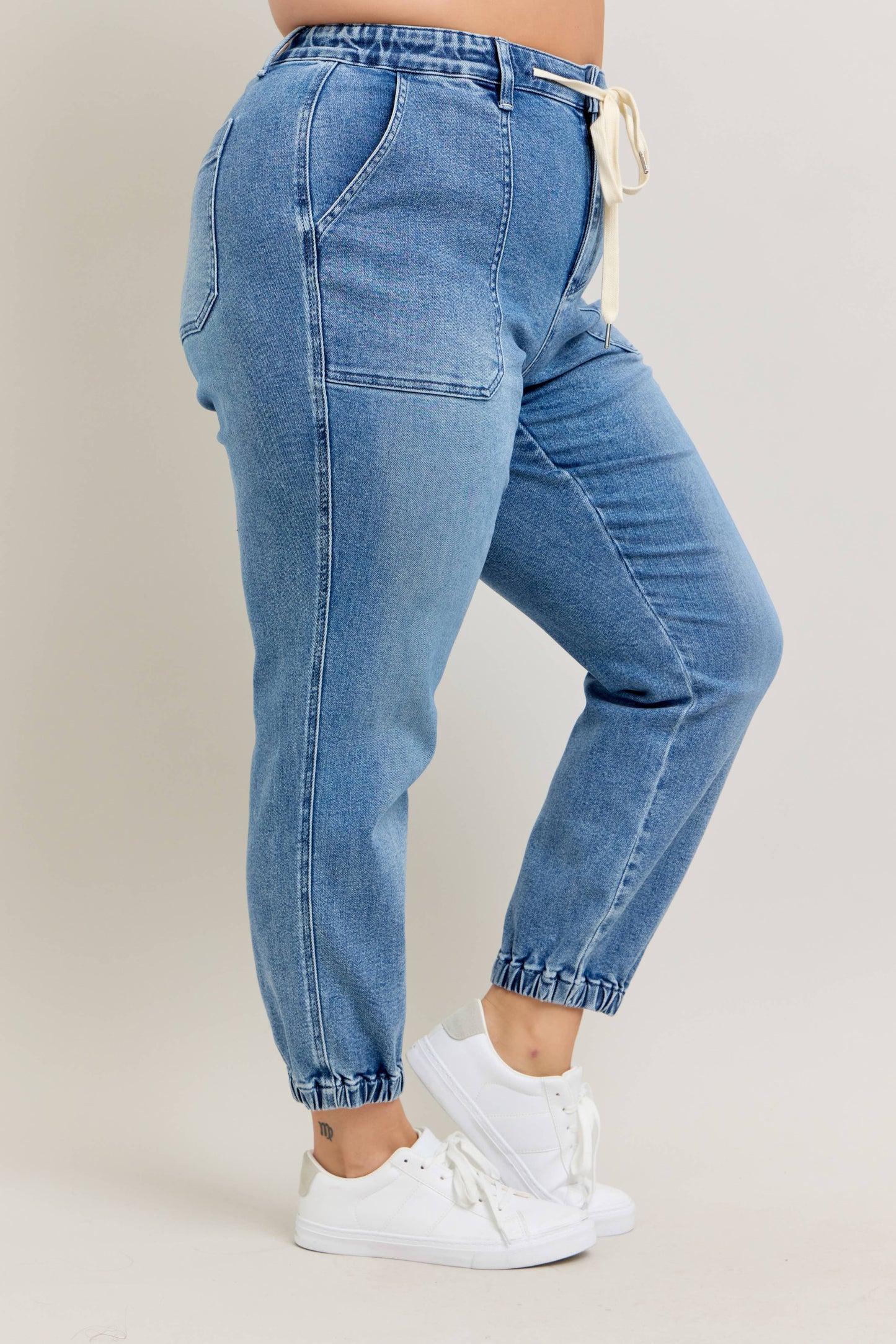 High Waisted Denim Jogger - PLUS
